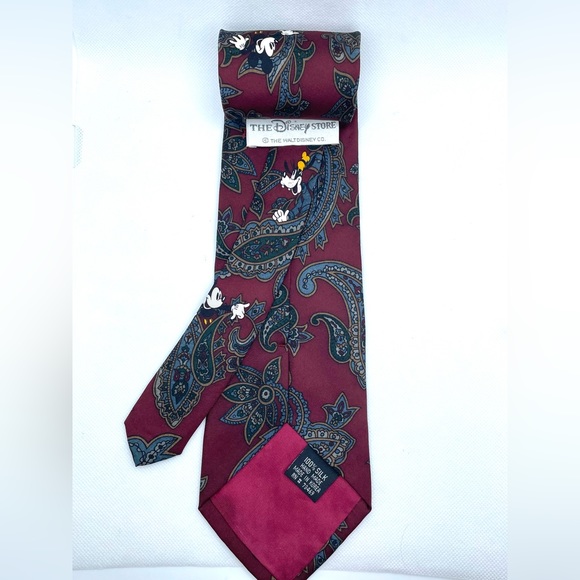Vintage Walt Disney World Paisley Mickey Mouse Print 100% Silk Men’s Necktie - Picture 1 of 4